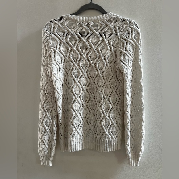 Loft, White Cable Knit Sweater SP - Picture 4 of 4